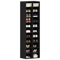 vidaXL Shoe Cabinet Black Oak 54x34x183 cm Engineered Wood 4