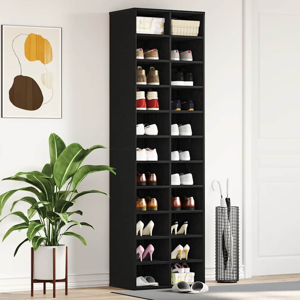 vidaXL Shoe Cabinet Black Oak 54x34x183 cm Engineered Wood 1