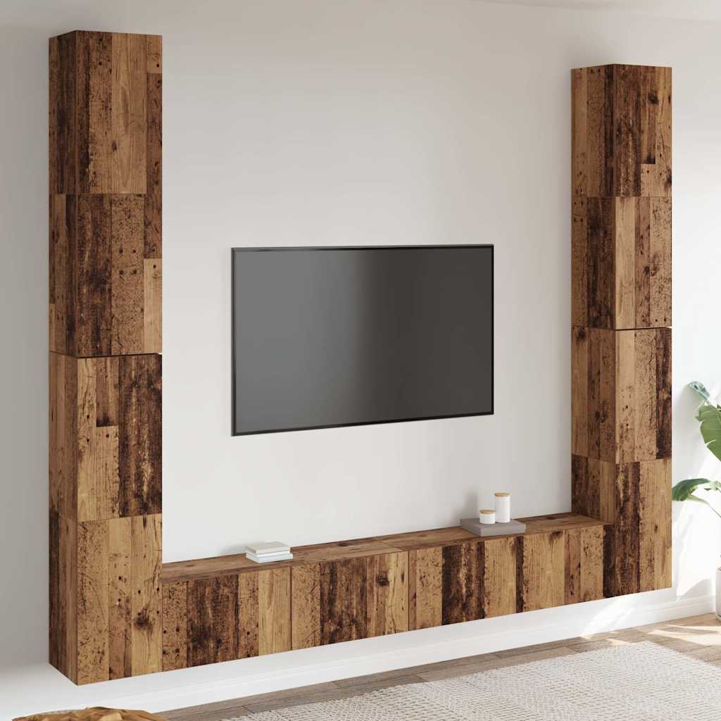 6 Piece TV Cabinet Set Engineered Wood Height 110 cm Old wood