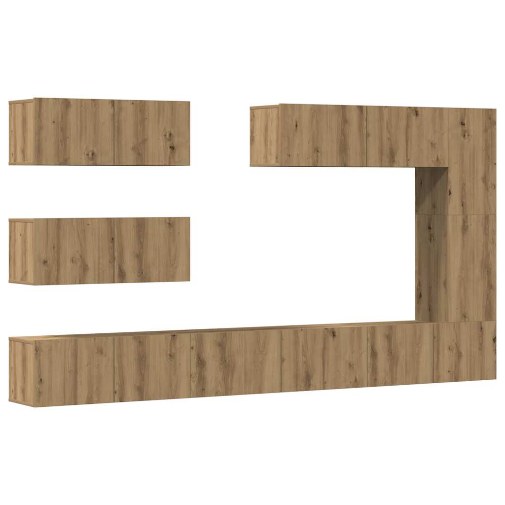 vidaXL 7 Piece TV Cabinet Set Wall-mounted Artisan Oak Engineered Wood 2