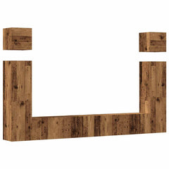 TV Cabinet Set Engineered Wood 6 pcs Old wood
