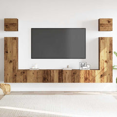 TV Cabinet Set Engineered Wood 6 pcs Old wood