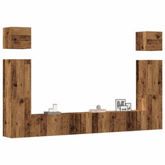 TV Cabinet Set Engineered Wood 6 pcs Old wood