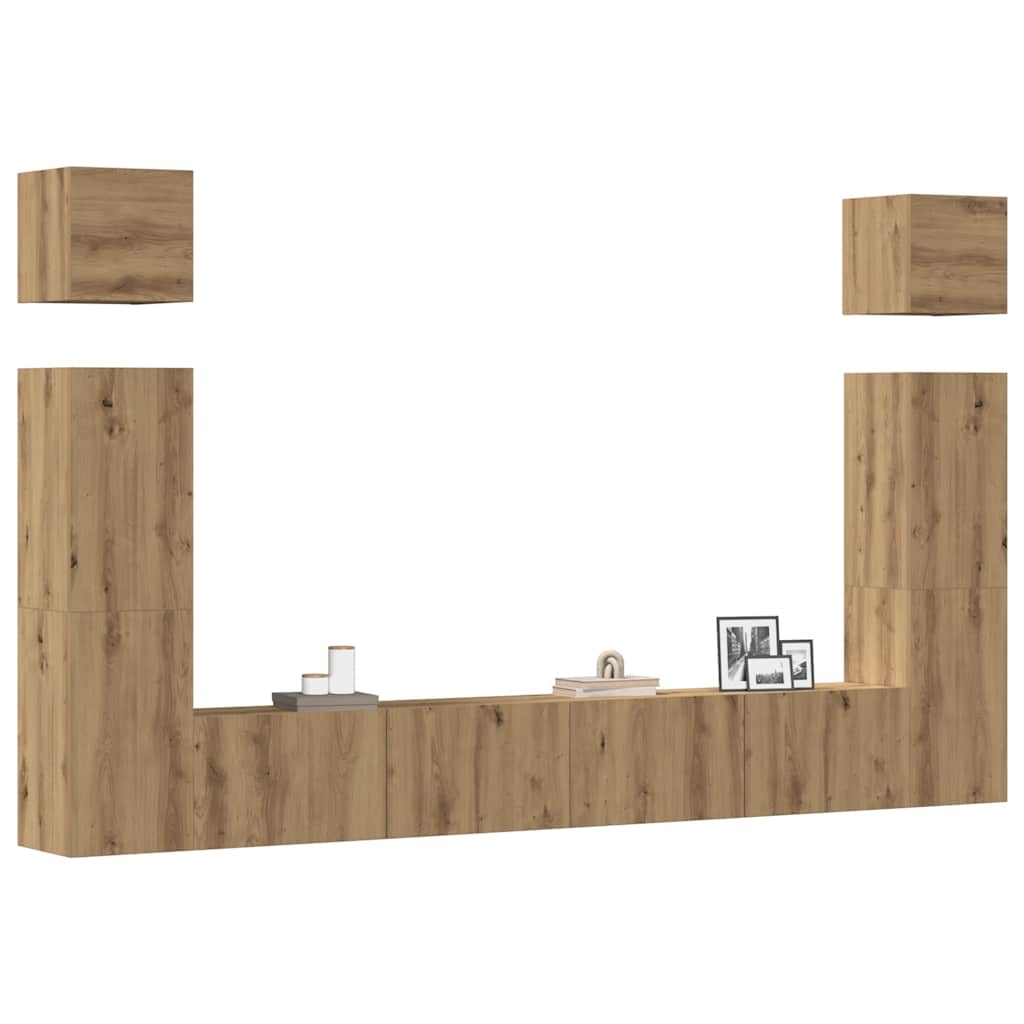 TV Cabinet Set Engineered Wood 6 pcs Artisan oak