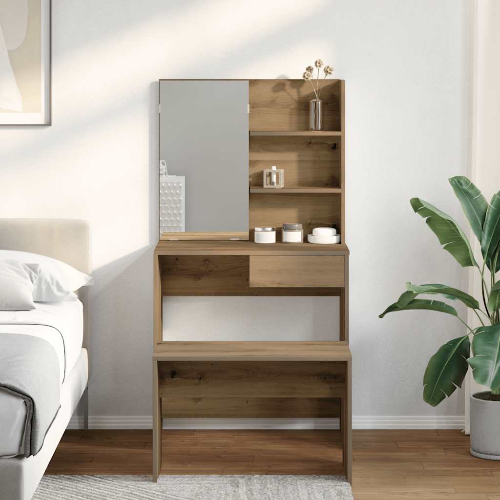 vidaXL Dressing Table Set Artisan Oak Engineered Wood 3