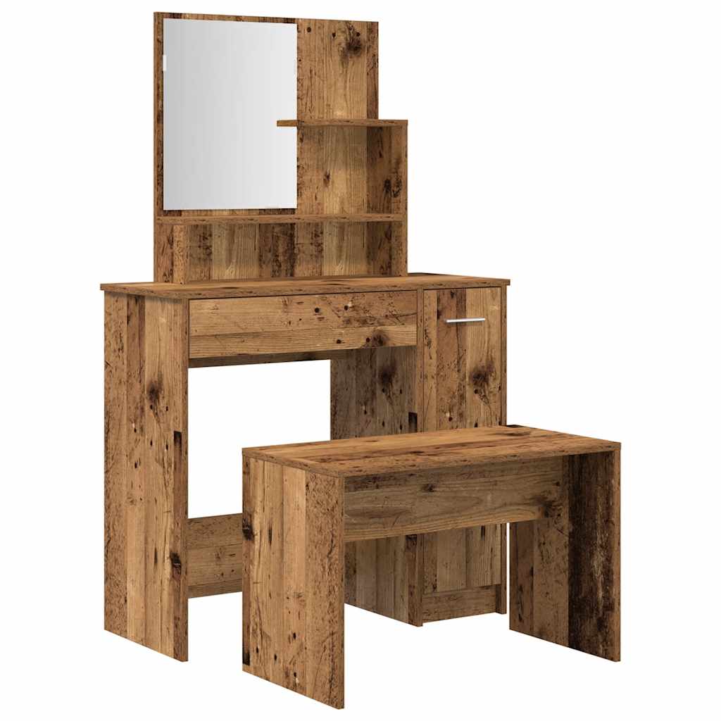 vidaXL Dressing Table Set Old Wood Engineered Wood 2
