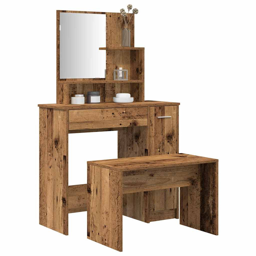 vidaXL Dressing Table Set Old Wood Engineered Wood 1