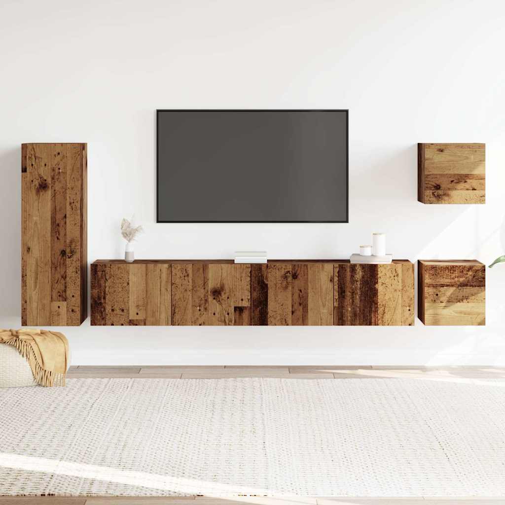 vidaXL 5 Piece TV Cabinet Set Wall-mounted Old Wood Engineered Wood 3