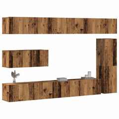 7 Piece TV Cabinet Set Engineered Wood Width 100 cm Old wood