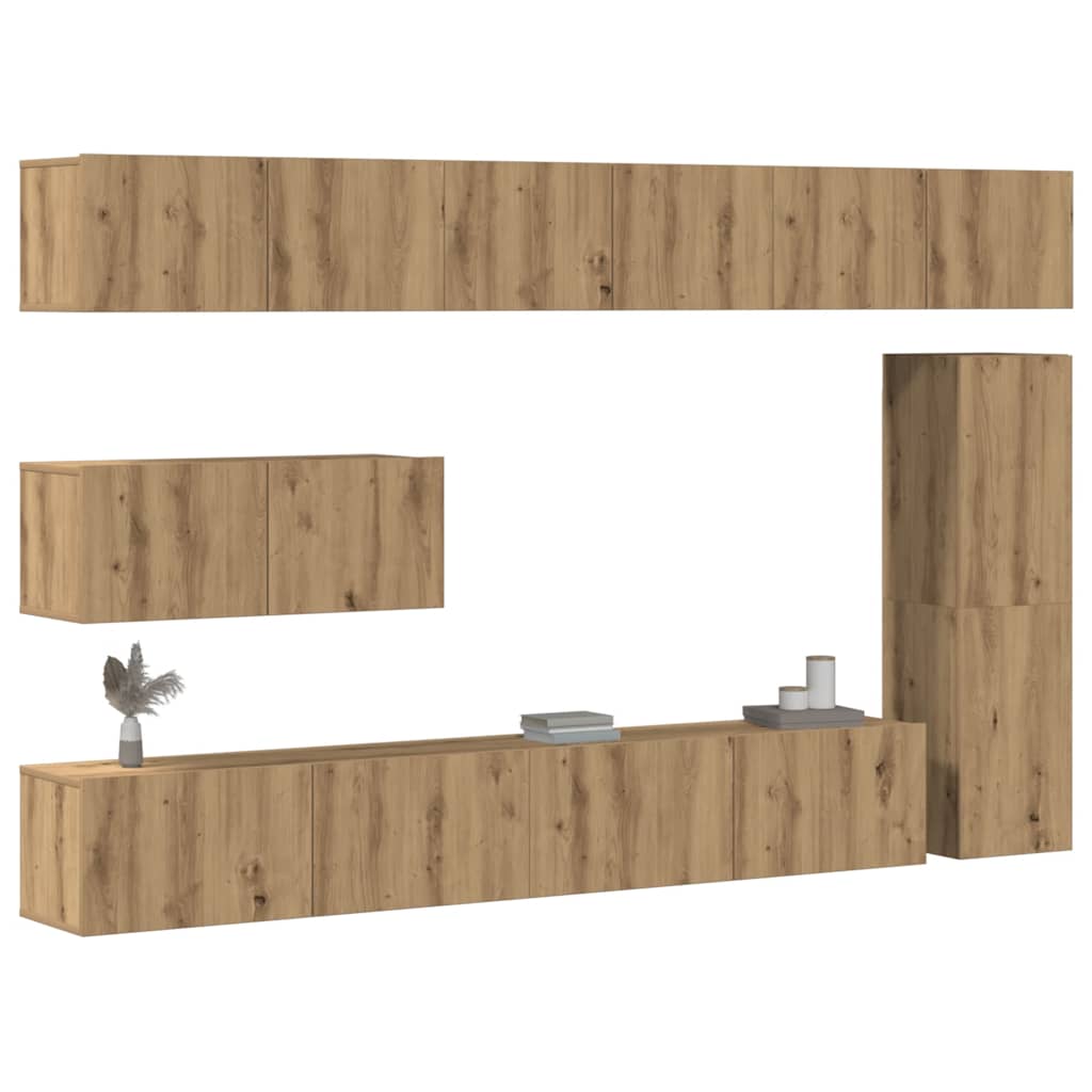7 Piece TV Cabinet Set Engineered Wood Width 100 cm Artisan oak