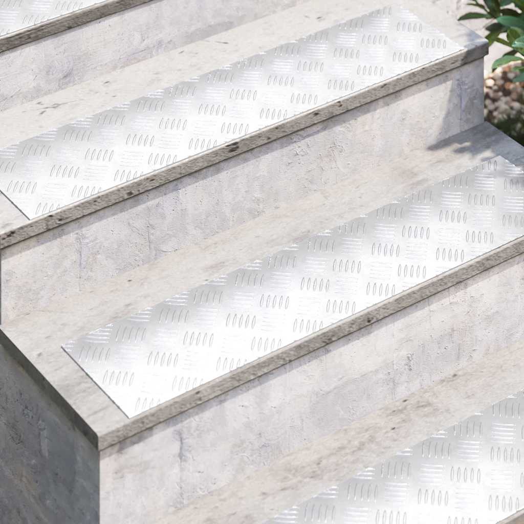vidaXL Stair Tread 4 pcs 90 x 20 cm Silver Aluminium Rectangular 3