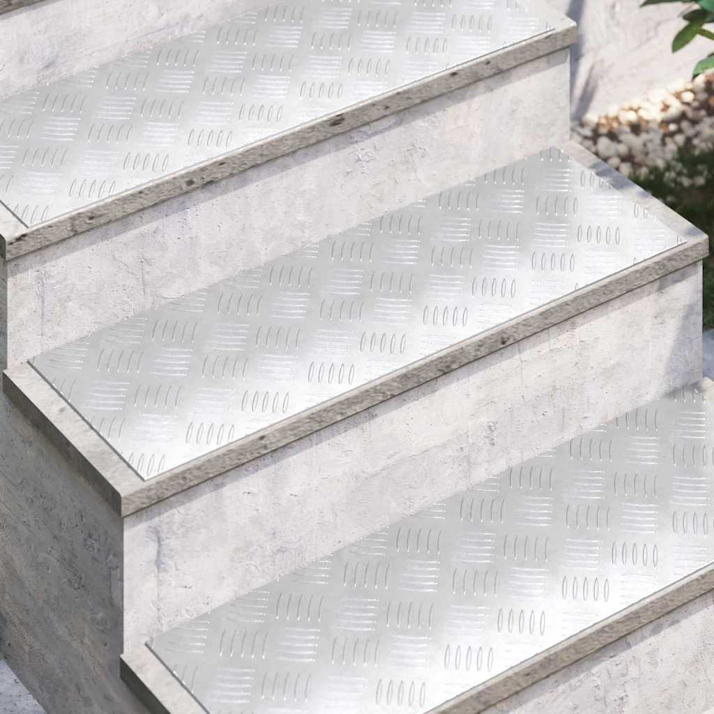 vidaXL Stair Tread 4 pcs 75 x 25 cm Silver Aluminium Rectangular 3