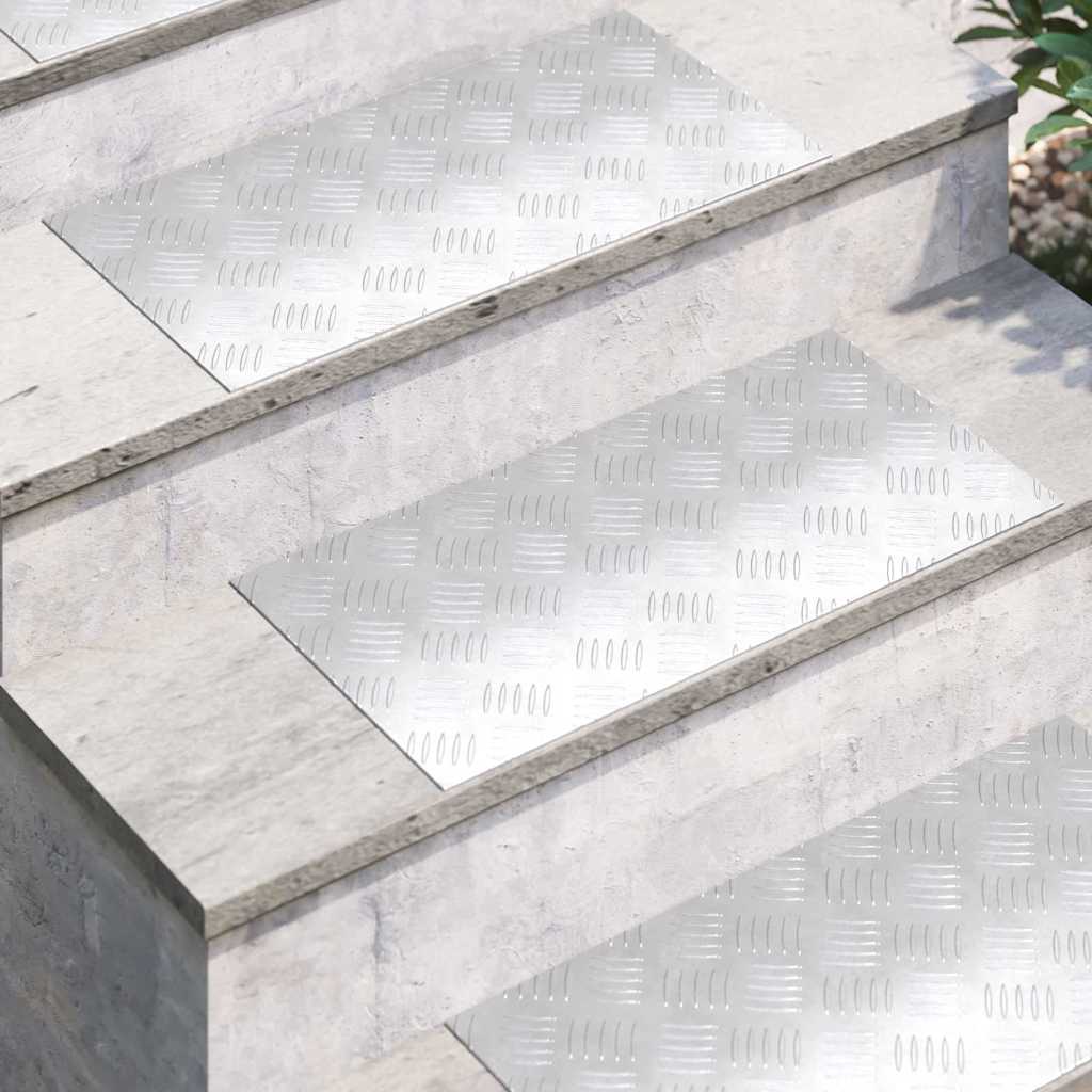 vidaXL Stair Tread 4 pcs 60 x 30 cm Silver Aluminium Rectangular 3