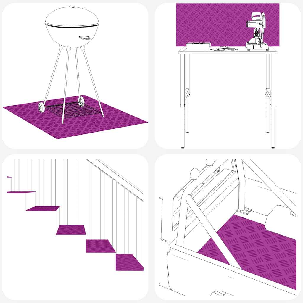 vidaXL Stair Tread 2 pcs 80 x 50 cm Silver Aluminium Rectangular 6