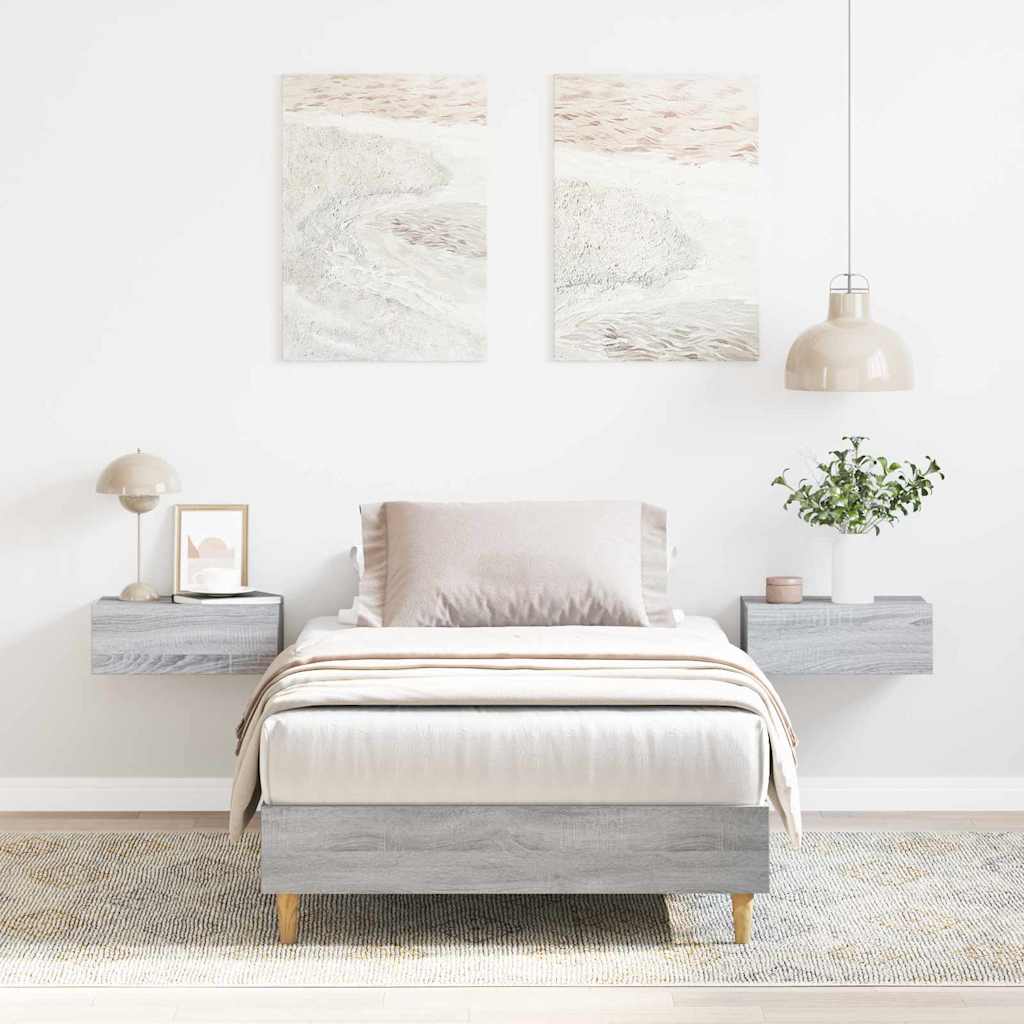vidaXL Bed Frame Grey Sonoma 203 x 93 x 25 cm Engineered Wood 1
