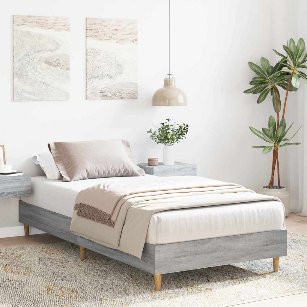 vidaXL Bed Frame Grey Sonoma 203 x 93 x 25 cm Engineered Wood 3