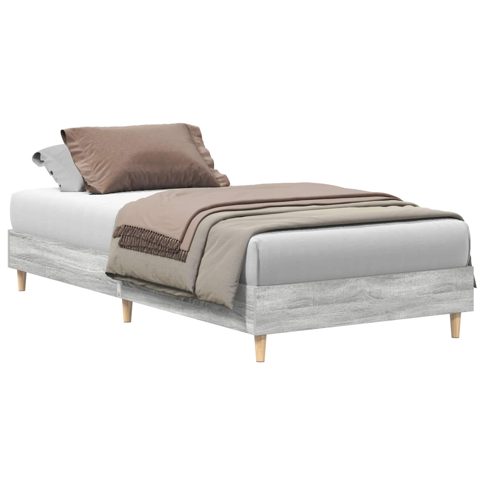 vidaXL Bed Frame Grey Sonoma 203 x 93 x 25 cm Engineered Wood 2