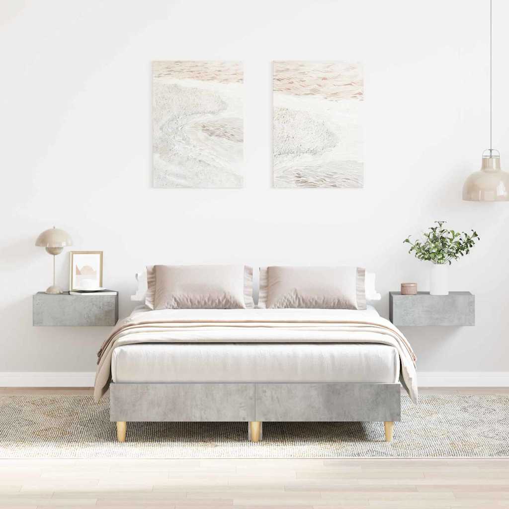 vidaXL Bed Frame No Mattress Engineered Wood Concrete Grey