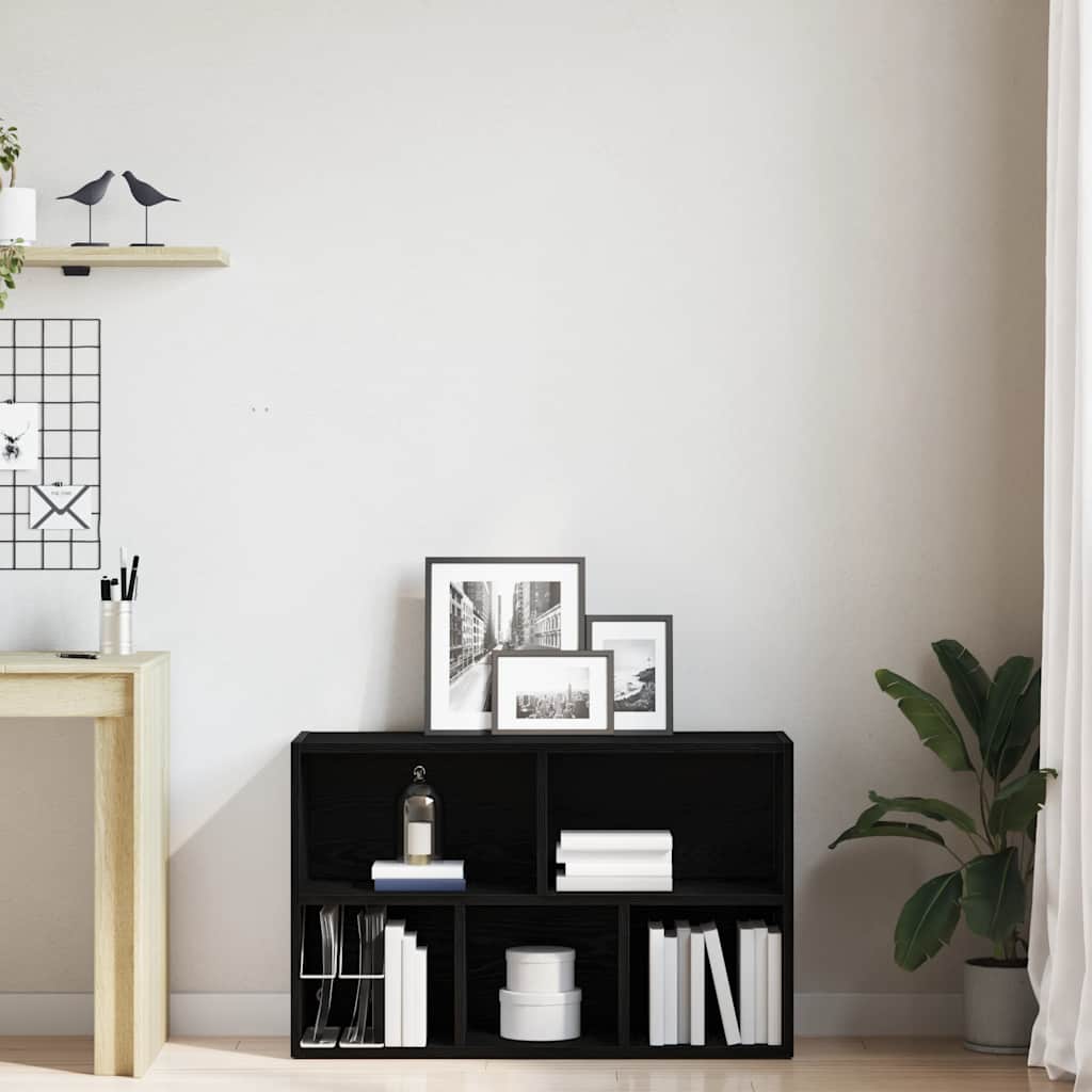 vidaXL Bookcase Black Oak 50x25x80 cm Engineered Wood 3