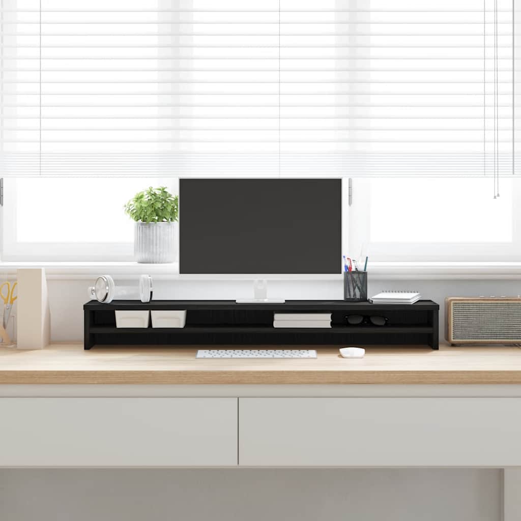 vidaXL Monitor Stand Black Oak 100x24x13 cm Engineered Wood 3