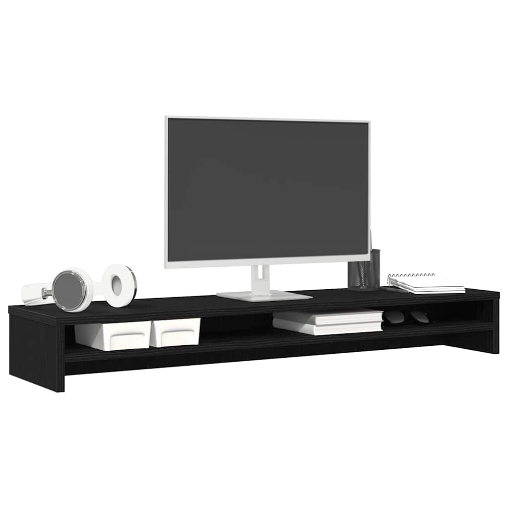 vidaXL Monitor Stand Black Oak 100x24x13 cm Engineered Wood 4