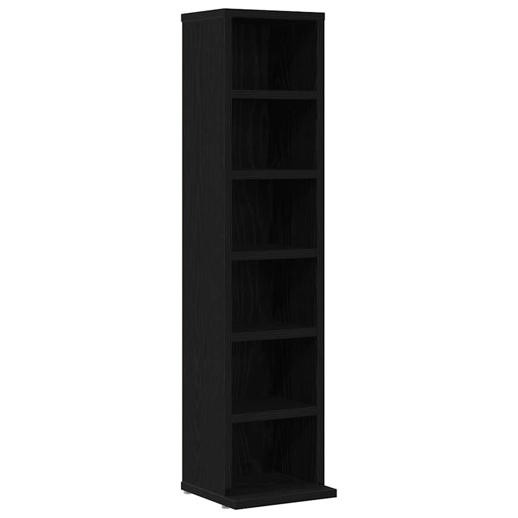 vidaXL CD Cabinet Black Oak 21x20x88 cm Engineered Wood 2