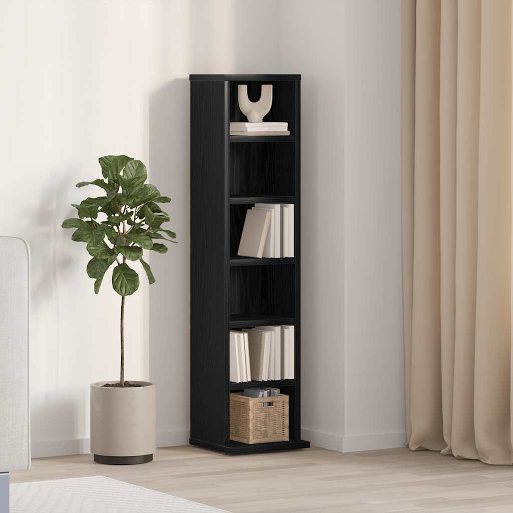 vidaXL CD Cabinet Black Oak 21x20x88 cm Engineered Wood 1