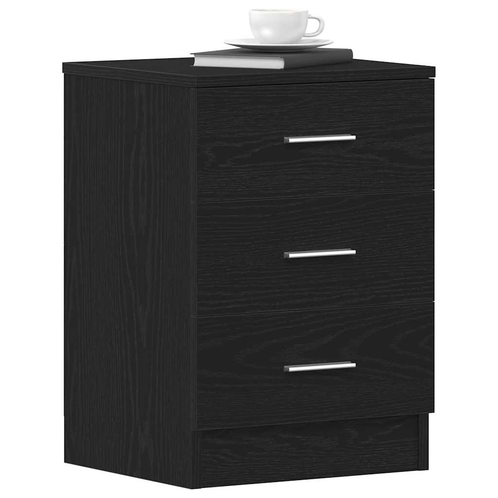 vidaXL Bedside Cabinet Black Oak 38x35x55 cm Engineered Wood 2