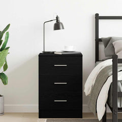vidaXL Bedside Cabinet Black Oak 38x35x55 cm Engineered Wood 4