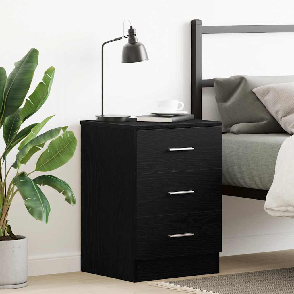 vidaXL Bedside Cabinet Black Oak 38x35x55 cm Engineered Wood 1