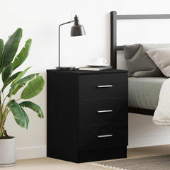 vidaXL Bedside Cabinet Black Oak 38x35x55 cm Engineered Wood 1