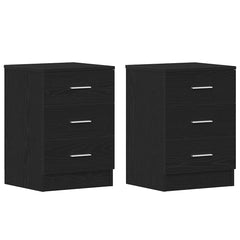 vidaXL Bedside Cabinets 2 pcs Black Oak 38x35x55 cm Engineered Wood 3