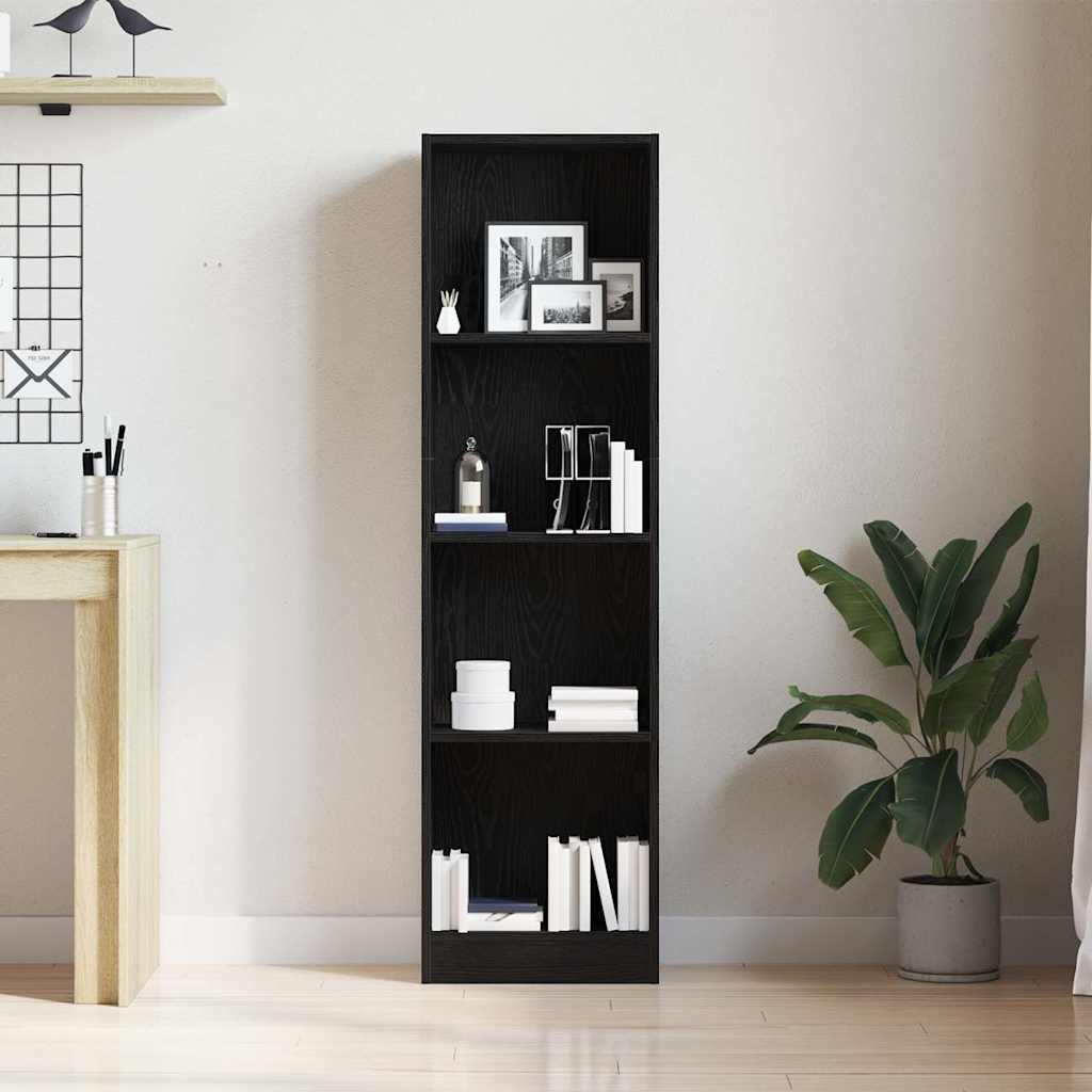 vidaXL Bookcase Black Oak 40x24x143 cm Engineered Wood 4