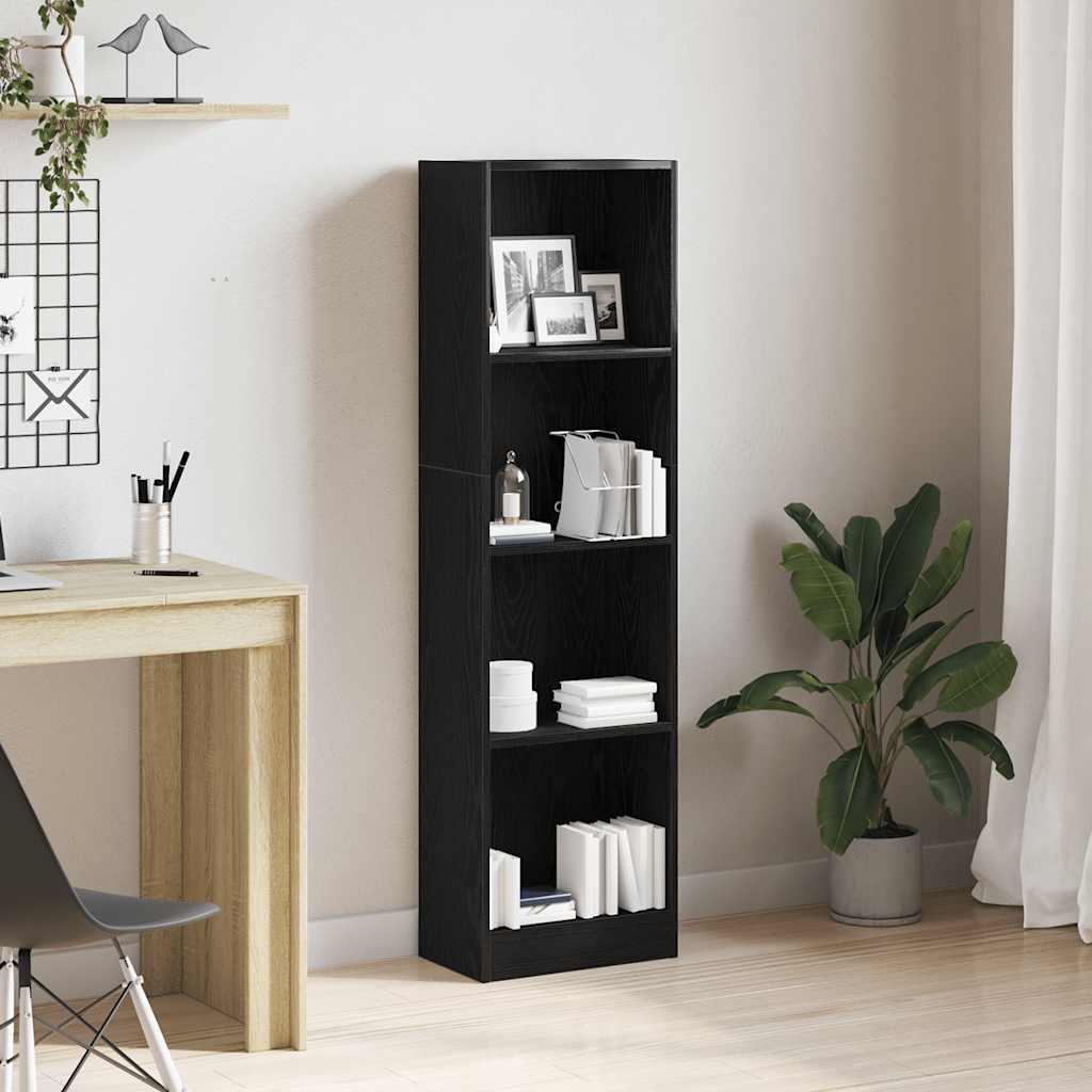 vidaXL Bookcase Black Oak 40x24x143 cm Engineered Wood 1