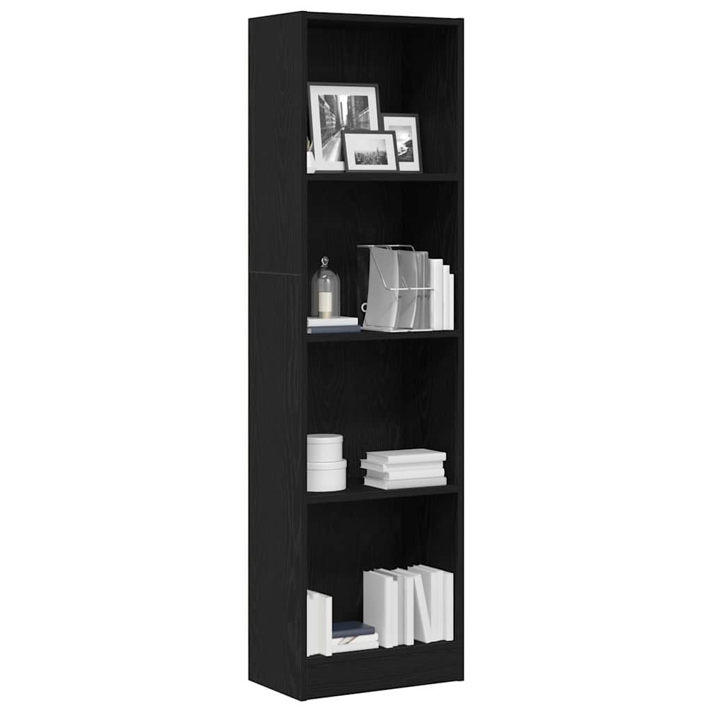 vidaXL Bookcase Black Oak 40x24x143 cm Engineered Wood 3