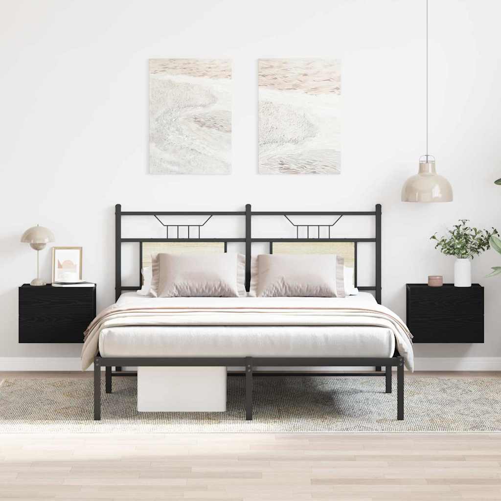 vidaXL Bedside Cabinet 2 pcs Black Oak 40 x 30 x 30 cm Engineered Wood 4