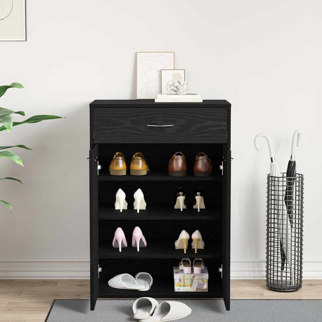 vidaXL Shoe Rack 60 x 35 x 84 cm Engineered Wood Black Oak 4