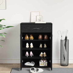 vidaXL Shoe Rack 60 x 35 x 84 cm Engineered Wood Black Oak 4