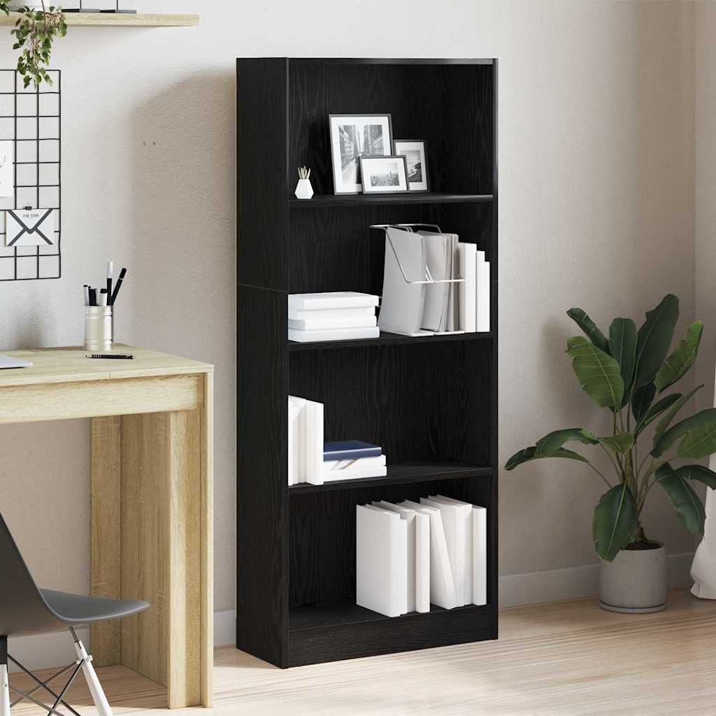 Bookcase 60x24x143 cm Engineered Wood Black oak