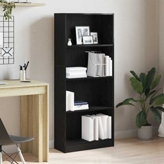 Bookcase 60x24x143 cm Engineered Wood Black oak