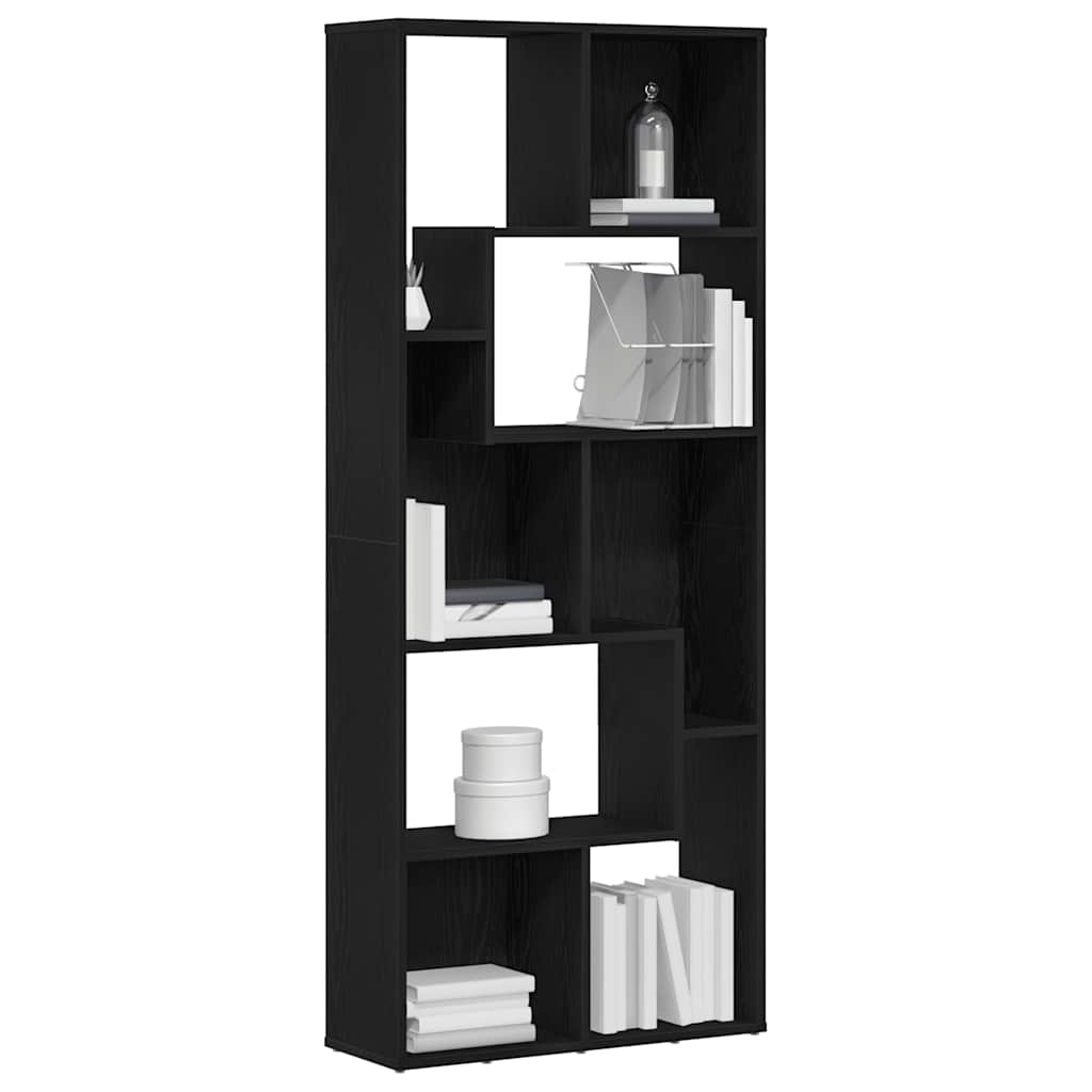 vidaXL Bookcase Black Oak 67x24x161 cm Engineered Wood 4