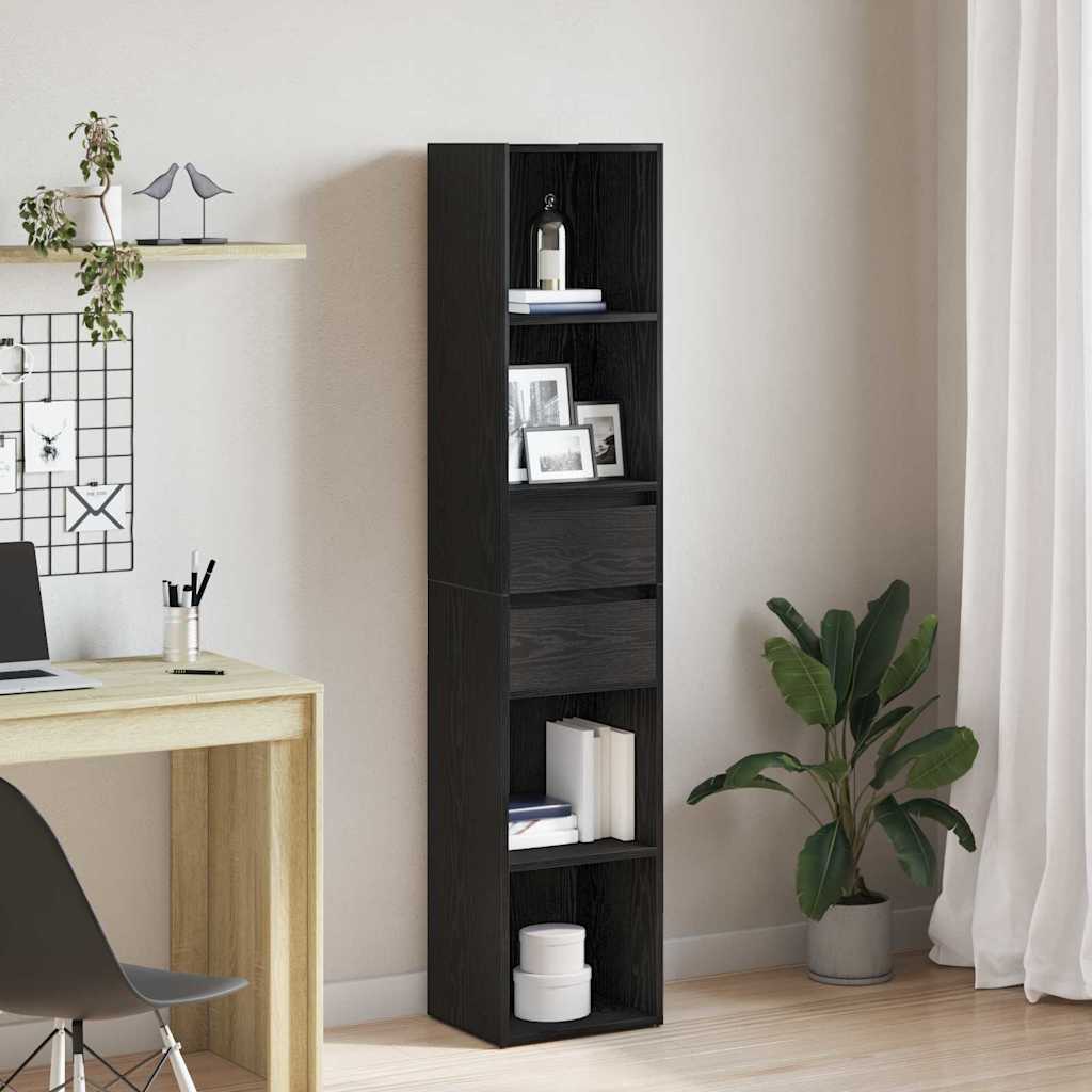 vidaXL Book Cabinet 4-Tier 36 x 30 x 171 cm Engineered Wood Black Oak 1