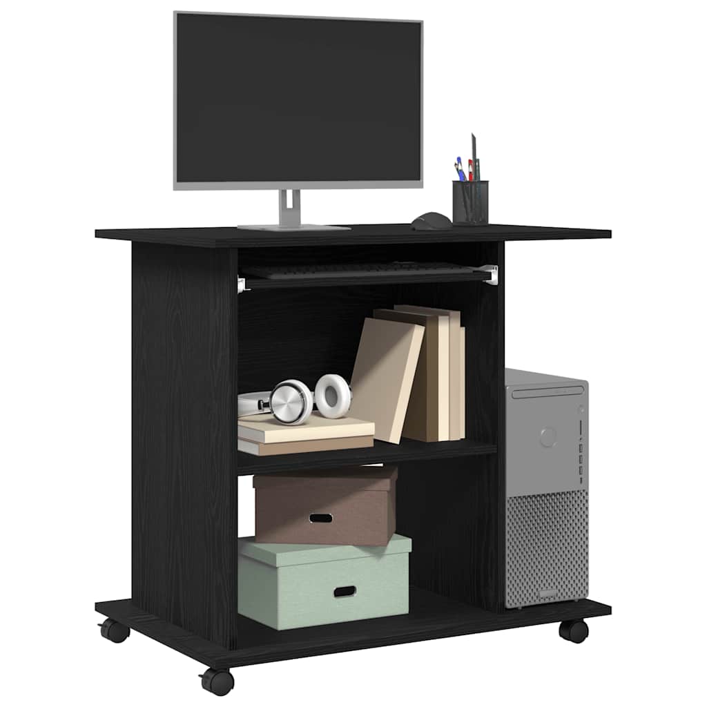 vidaXL Computer Desk Black Oak 80x50x75 cm Engineered Wood 4