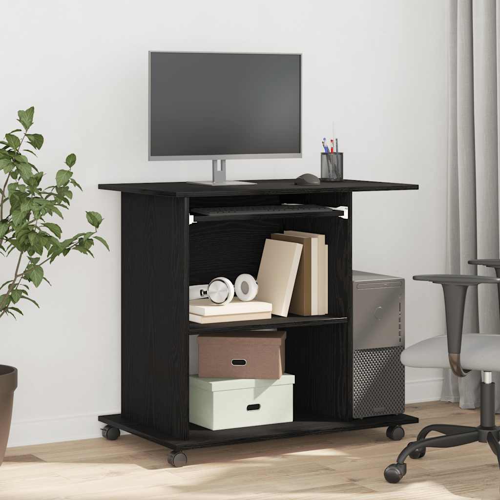 vidaXL Computer Desk Black Oak 80x50x75 cm Engineered Wood 1