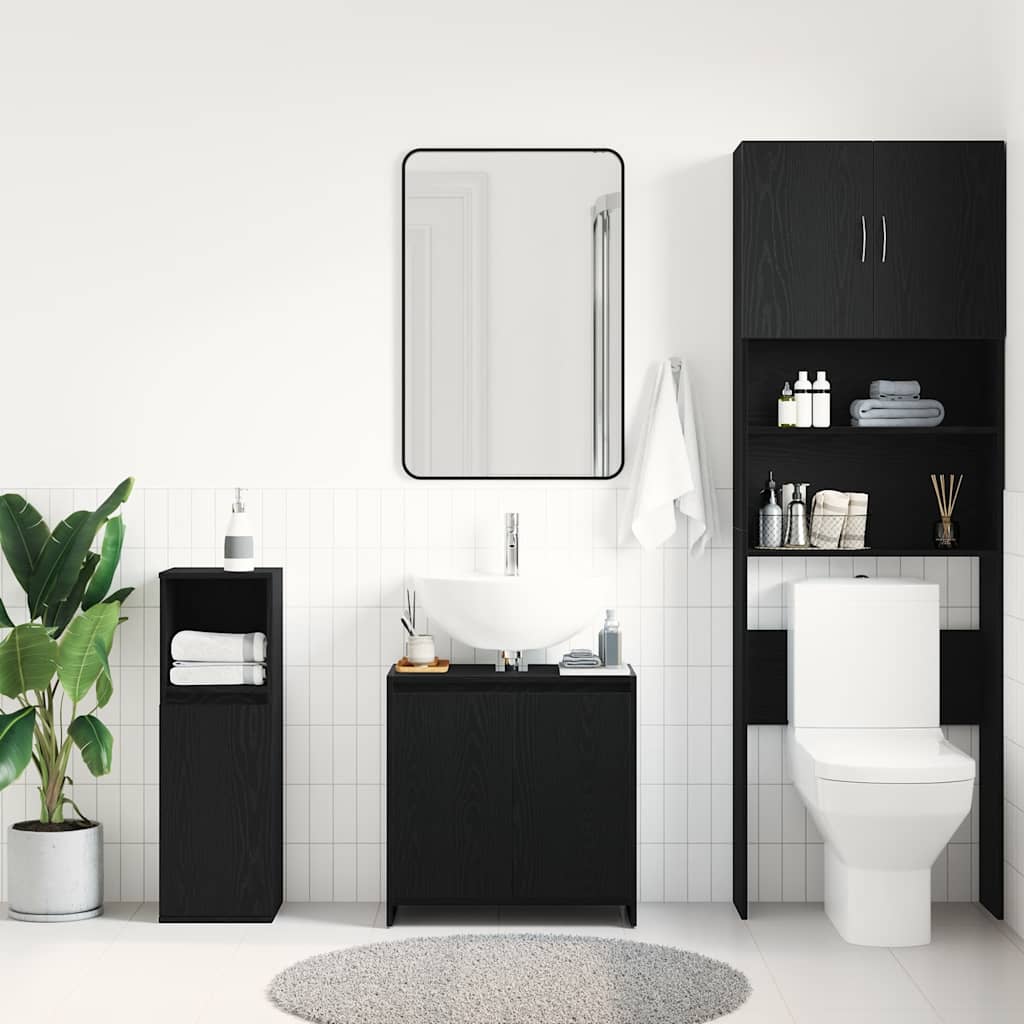 vidaXL Bathroom Cabinet Black Oak 60x33x61 cm Engineered Wood 3
