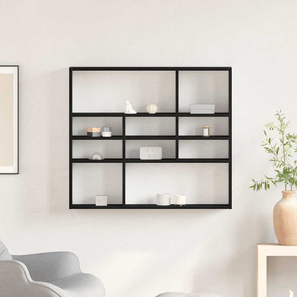vidaXL Wall Shelf Black Oak 90x16x78 cm Engineered Wood 3
