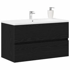vidaXL Bathroom Cabinet Black Oak 80 x 38.5 x 45 cm Engineered Wood 3