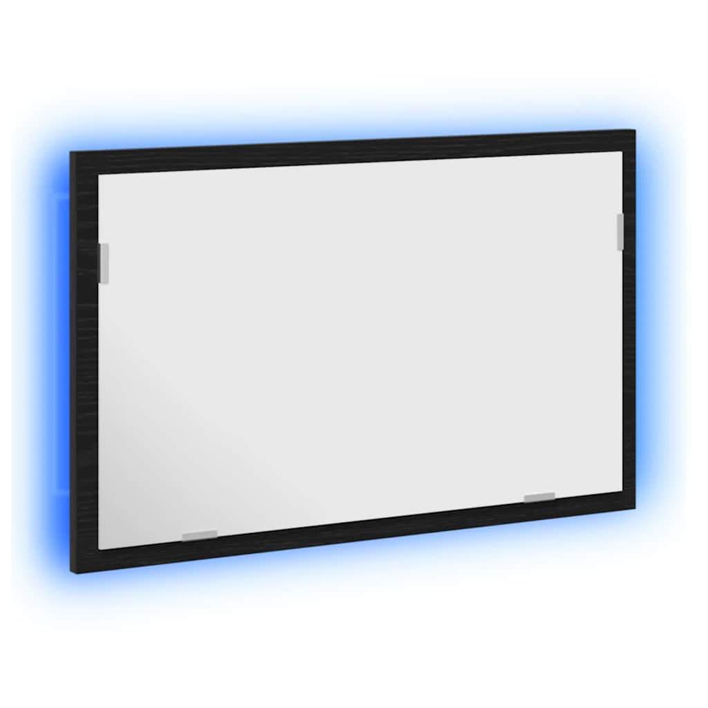 vidaXL Bathroom Mirror with LED Lights Black Oak 60x8.5x37 cm 3