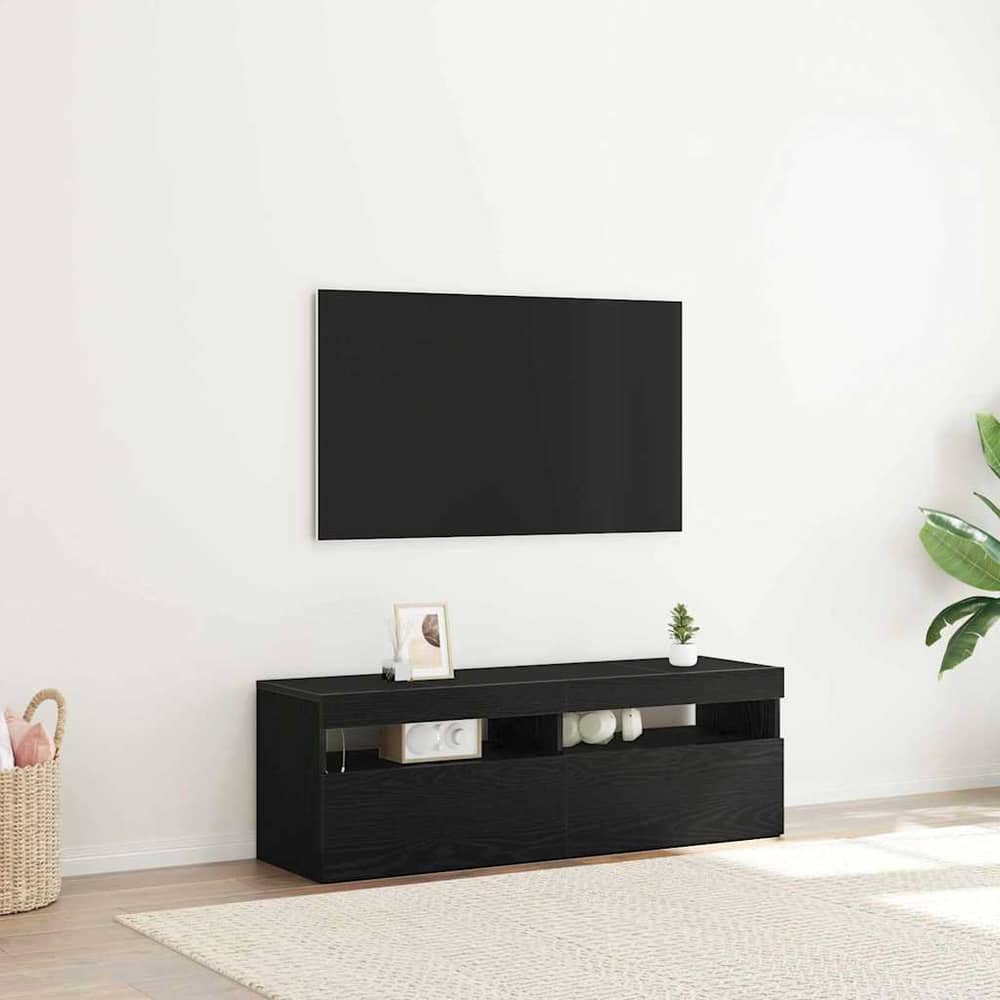 TV Cabinet with LED Lights 120x35x40 cm Black oak