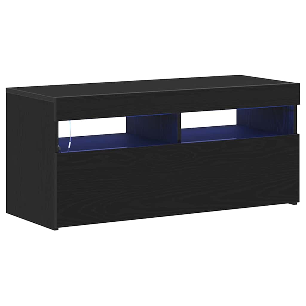 vidaXL TV Cabinet 90 x 35 x 40 cm Black Oak Engineered Wood 2